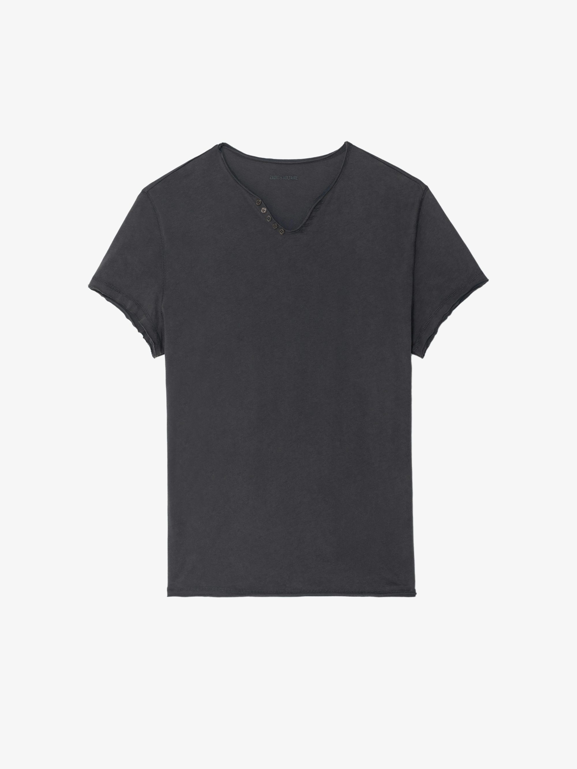 Henley T-shirt Monastir - Short-sleeved henley t-shirt with photoprint on the back.